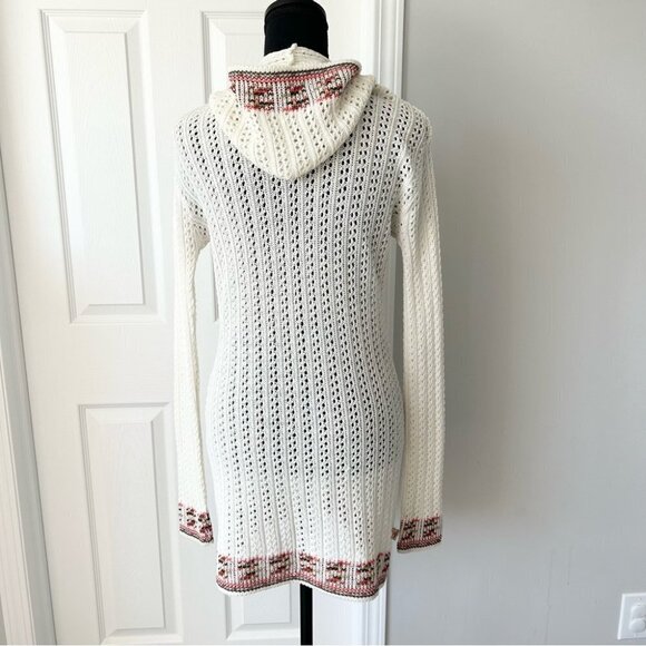 Tejiestilo Sueter’s Tribal Boho Hooded  Long Length Crochet Cardigan - Picture 3 of 16